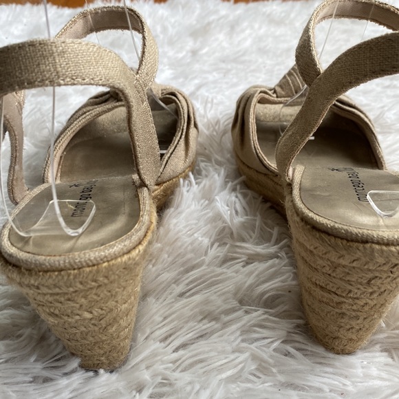 New Womens  peep toes ankle wrap shimmer wedge sandals, Size 8.5 - Picture 6 of 8